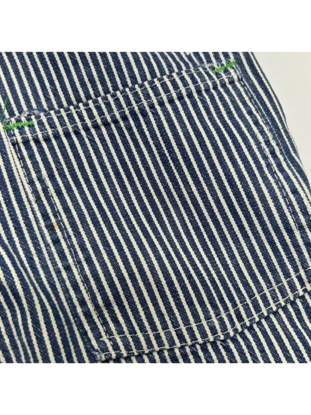 Vintage OshKosh BGosh Sanforized Blue & White Striped Overalls Adjustable Straps